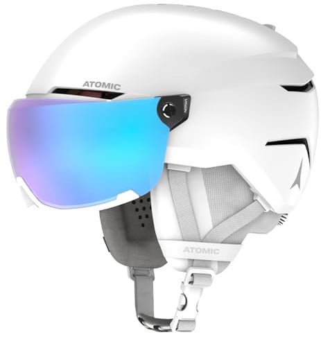 ATOMIC Savor Visor Stereo Skihelm mit Visier - White Heather - Größe M - Snowboard- & Ski-Helm mit Brille - 360° Fit System & Active Aircon Belüftungssystem - Holo Core für maximale Stoßdämpfung