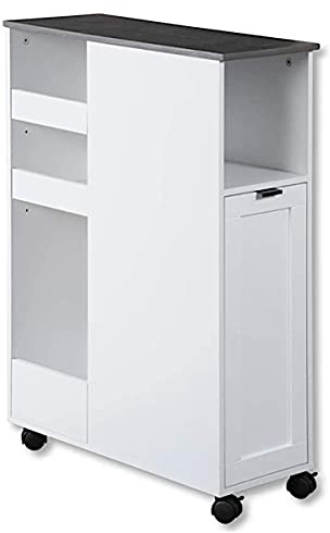 Kesper | Nischenregal mit Mülleimer & Rollen, Weiß | 2485013