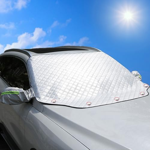 NOYVYDS Sonnenschutz Auto Frontscheibe 199x127 cm – Magnetische Windschutzscheibenabdeckung, Frontscheibenabdeckung Auto, Autoabdeckung Sommer mit Sonnenschutz, UV-Schutz & Hitzeschutz