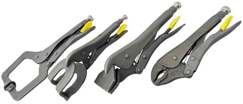 WELDINGER GS2 4-teilig Schweißer Gripzangenset eco Standard, Breitmaul, C-Grip und 2-Punkt