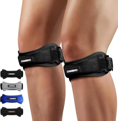 CAMBIVO 2 x Patella Kniebandage, Patellasehnenbandage, Verstellbare Bandage Knie für Damen und Männer beim Sport, Wandern, Fitness, Baseball, Volleyball