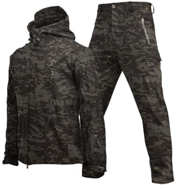 Oanviso Herren 2 Teilig Windjacke Tactical Übergangsjacke Combat Regenjacke Taktische Cargo Hose Warm Winter Uniform Set Militär Anzug Männer Outdoor Jagdbekleidung