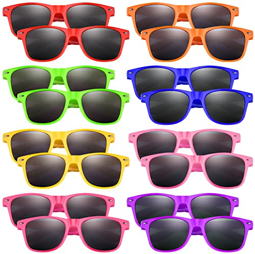 Morcheiong 8 Stück Kinder Sonnenbrillen Neonfarben, Partyzubehör, Geschenktütenfüller, lustiges Geschenk für Geburtstagsparty, Strand, Pool Party