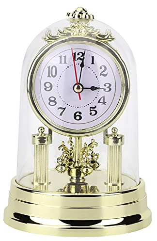 Kaminuhren Europäische Retro-Stil Wohnzimmer Uhr Antik Silent Tischuhr Für Wohnzimmer Schlafzimmer Büro Wohnkultur 11 x 17 cm (Gold)