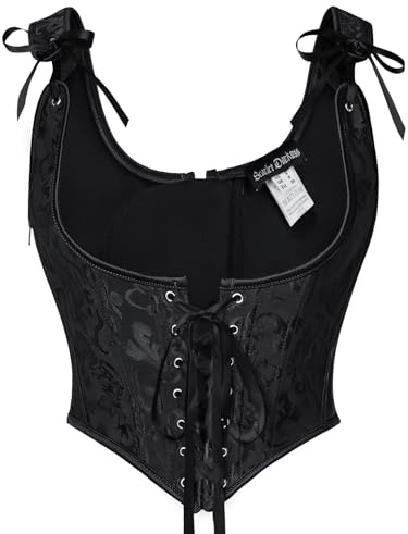 SCARLET DARKNESS Korsett Damen Unterbrust Renaissance Lace-up Corset Top | Vintage Jacquard, Boned, Verstellbare Vorder- und Rückseite, Seitenreißverschluss, Mittelalter, Halloween, Cosplay, Party