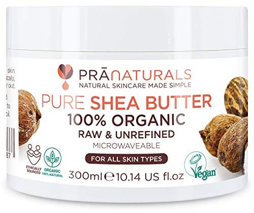 PraNaturals 100% Bio Sheabutter 300ml, Unraffiniertes Extra Virgin A-Grade | African Pure Elfenbein All-Natural, Rohes, Glatte Shea-Nuss-Lippenbalsam-Körperbutter für alle Hauttypen