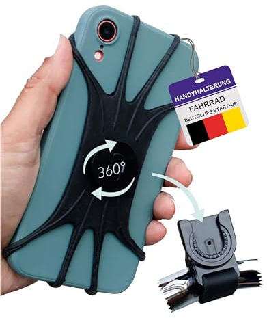 Pilix Handyhalterung Fahrrad Handyhalterung Abnehmbar 360° Drehbar | 40 Gr. Handy Halterung Fahrrad Silikon Leicht + Sicher | Handy Fahrradhalterung für gängige Größen 4-6,7 Zoll