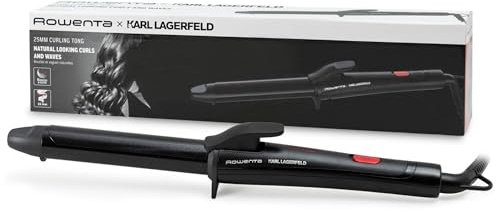 Rowenta x Karl Lagerfeld CF321L Lockenstab | 25 mm | Keratin & Schein-Beschichtung | natürlich wirkende Wellen und Locken | konstante 200°C | schnelles Aufheizen | kühle Spitze | Schwarz/Rot