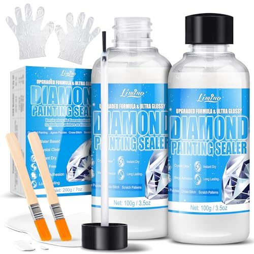 Diamond Painting Versiegler - 2 Stück Diamond Painting Kleber, Paint Art Sealer für Glanzverstärkung und Dauerhaften Halt, Klar Kleber Zubehör für Puzzles, Untersetzer (100g*2)