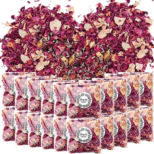 PuretéavHom Blume Konfetti Hochzeit Natürliche Streublumen Rosenblätter Hochzeit zum Streuen Getrocknete Blütenblätter Hochzeit Konfetti Biologisch abbaubar für