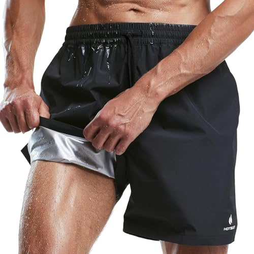 HOTSUIT Schwitzanzug Shorts Herren Schwitzhose zum abnehmen Saunaanzug herren Shorts für Sport,MMA Boxen Schwarz