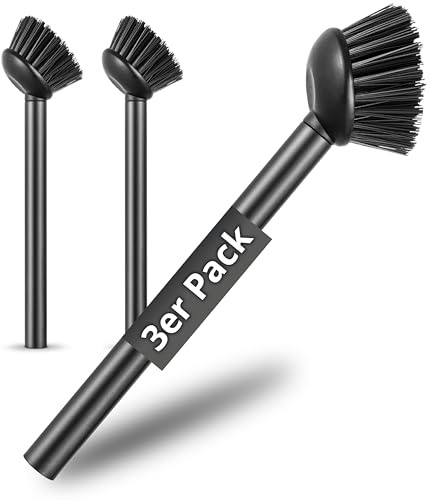 Spülbürste 3er Pack schwarz I Langer Griff I Modernes Design, minimalistisch I Küchenbürste handlich & effektiv I Geschirrbürste I Abwaschbürste I Reinigungsbürste schwarz, Cleaning Brush