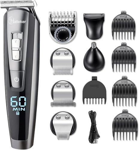 Hatteker Bartschneider Bart Trimmer Haarschneidemaschine Herren Haartrimmer Haarschneider Nasentrimmer Bodygroomer Wasserdichter 5 In 1, Aufladbar