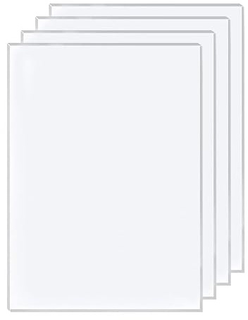 FWEEK 4 Stück Acrylplatten A3, 420 x 297 mm, 3 mm, Transparent | Beidseitig mit Schutzfolie für Displays, Bilderrahmen, Dekorationen und Bastelarbeiten