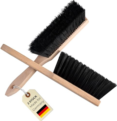 ToolSpace Handfeger 2X Handbesen Harte Borsten Besenbürste Handfeger Holz | Hand Brush Handkehrer für Garten & Outdoor Innen Kunststoff Kehrwisch Handfegerbesen Kehrbürste Camping 2er Set Bartwisch