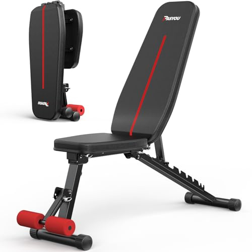 PASYOU Hantelbank Klappbar 10-Fach Verstellbar 90° Grad vertikal Multifunktions Trainingsbank für Ganzkörper-workout Bauchtrainer Schrägbank