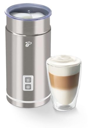 Tchibo Elektrischer Milchaufschäumer, Antihaftbeschichtung, warmer und kalter Milchschaum, 130 ml Fassungsvermögen, für Latte Macchiato, Cappuccino und Kakao, Edelstahlgehäuse rostfrei