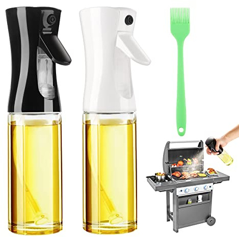 DOBIGER 2 Stück Ölsprüher für Speiseöl Glas, 200ml Öl Sprühflasche, Oil Sprayer für Air Fryer, Öl Spray für Küche, Grillen, Salat, BBQ, Heißluftfritteuse, Backen