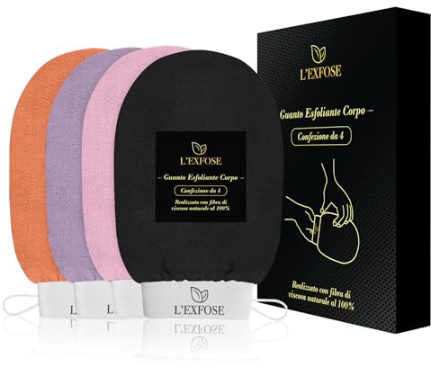 L'Exfose Kessa Hammam-Peeling-Handschuh für die Dusche, koreanischer Peeling-Handschuh, Körperschrubber, ideal für abgestorbene Haut, Keratose, Pilaris und Selbstbräuner, um den Hautton zu verbessern,