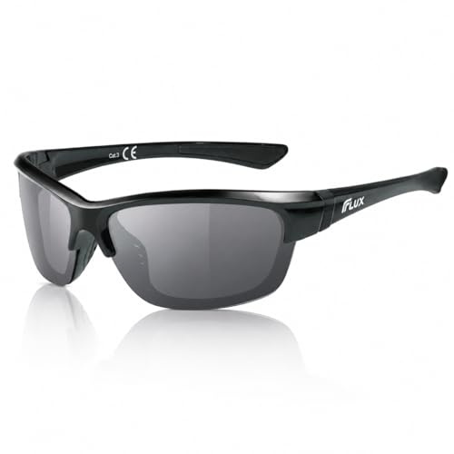 ICECUBE AVENTO Polarisierte Sport-Sonnenbrille UV400 Schutz mit Anti-Rutsch-Funktion und leichtem Rahmen - für Männer und Frauen beim Fahren, Laufen (Black/Grey Mirror)