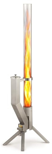 GARDENFLARE Feuerrohr Klassik – Edelstahl Feuersäule und Pelletfackel für Tolles Ambiente Feuer – Moderne Feuerschale & Gartenkamin Alternative für Deine Terrasse (Silber)