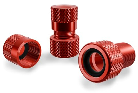 Shredr. Presta Ventil-Adapter Set | Adapter französisches Ventil auf Auto Ventil | hochwertiges Aluminium (rot/rot)