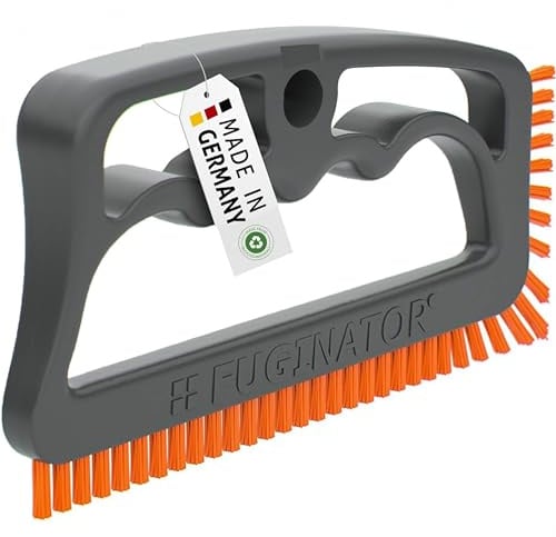 FUGINATOR® Fugenbürste grau/orange-Reinigungsbürste zur Fugenreinigung in Bad, WC, Küche-Reinigung von Wand- und Bodenfliesen - Handliche Bürste für Fugen und Fliesen