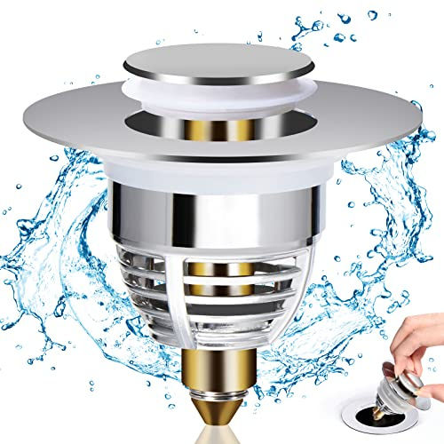 Diboniur Stöpsel Waschbecken, Universal POP UP Waschbeckenstöpsel, Vollmetall Abflussstopfen Waschbecken für Badewanne, Küche, Waschtisch (Ablaufloch Blende 32-41 mm)