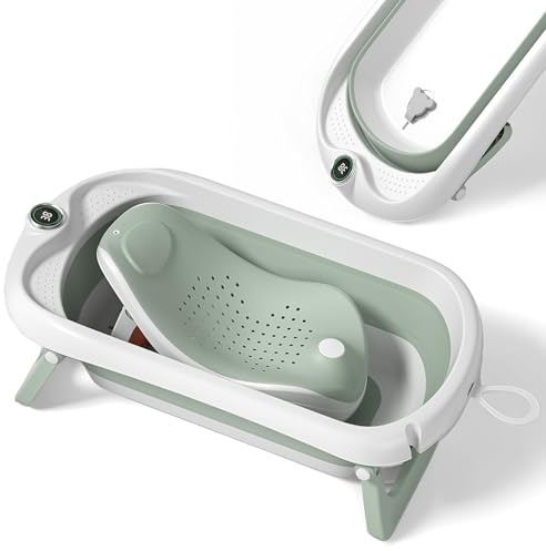 Faltbar Baby Badewanne Mit Rutschfestem Badewannensitz - Babywanne Xxl Mit Badethermometer - Von Der Geburt Bis 3 Jahre - Baby Bathtub - Babygeschenk - Geburtsgeschenke Für Mädchen & Jungen