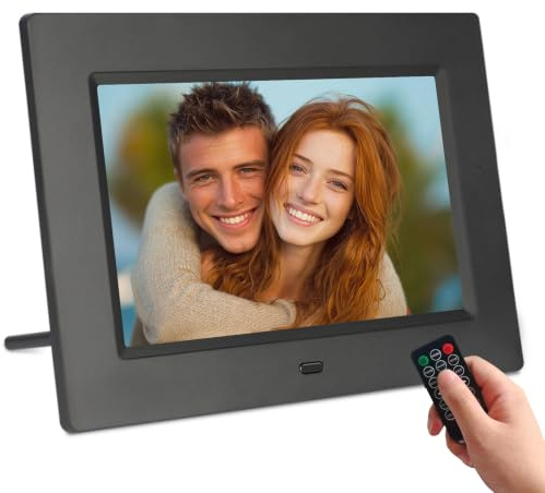 TSITSC 7 Zoll Digitaler Bilderrahmen ohne WLAN, 1024x600 HD IPS Display, USB & SD-Karten Slot, Fernbedienung, Foto/Musik/Video Player, Kalender & Wecker, Einfach zu Bedienen für Kinder und Senioren