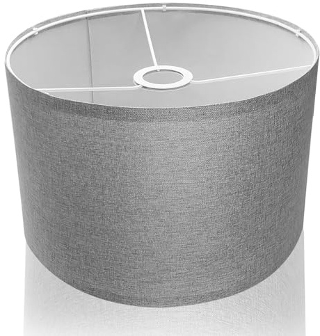 Eylkeup Stoff Lampenschirm Ø30 × H20 cm, Lampenschirm Hängelampe mit Stabilem Metallrahmen, Handgefertigt, Passend für E27 Tischlampe, Stehlampe & Pendelleuchte, Grau