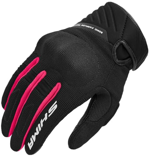 SHIMA SONIC Motorrad Handschuhe Damen Kurze Sommer Motorradhandschuhe Schutz Schutzkleidung Touchscreen Motorcycle Belüftet Verstärkt Leicht Motorbike Sommerhandschuh (Frauen, Rosa, L)