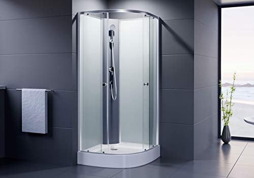 Duschmeister Fertigdusche Komplettdusche Helena II 85x85 cm Max. 200 cm hoch Runddusche Viertelkreis rund mit Wänden rundum geschlossen Duschkabine komplett Dusche Rückwände 1985 mm Halbkreis