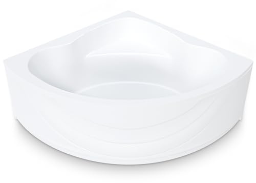 AQUADE Acryl Eckbadewanne 150x150 Modell: Kassel - Weiß Badewanne Komplettset 150x150 - Badewannen mit Wannenfüßen + Schürze
