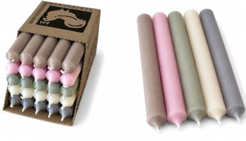 Kerzenfarm Hahn Stabkerzen Bunt - Kerzenset 25 Stück - Premium Qualität Made in Germany - 22mm Durchmesser, 18cm Länge bunte Kerzen durchgefärbt - Stabkerzen pastellfarben - Tafelkerzen Set 1