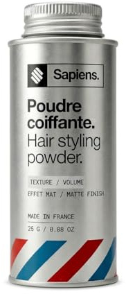 Sapiens Volumen Puder Haare Männer 25g - Sofortiges Styling - Mattes Finish - Natürliche Formel 100/100 Yuka - Made in France - Von Friseuren empfohlen - Styling Powder