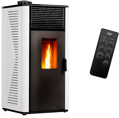 Anita Sannover - Pelletofen mit Luftzirkulation, 12 kW, Farbe: Weiß