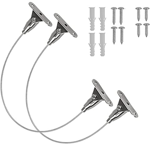 2 Sätze Möbel Kippsicherung Set Metall Kippschutz Möbel Wandanker, Babysicherheit Anti Kipp Möbelgurte Wandbefestigung für Schrank Regal Kommode, Belastbarkeit 80kg