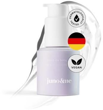 juno & me – Body Shaving Oil: Rasieröl für gründliche & glatte Rasur - 2in1-Effekt durch Pflege während Rasur - hilft bei Rasierpickeln & Rasurbrand - Mandelöl & Aloe Vera - vegane Körperpflege - 60ml
