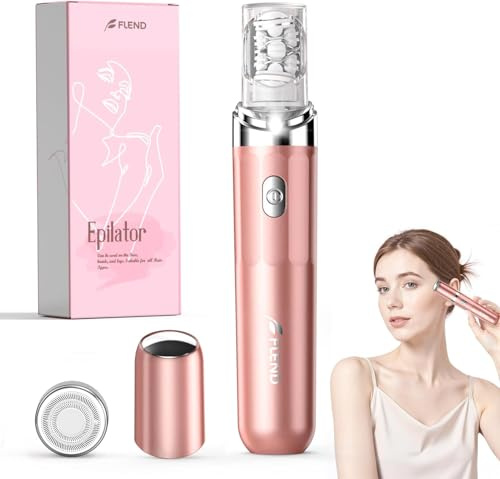 Epilierer Damen, 2-in-1 Gesichtshaarentferner für Frauen, Schmerzloser Gesichtsrasierer Frauen, Mit 2 Austauschbaren Köpfen & LED-Licht, USB-aufladbar, Geeignet für Gesicht, Kinn & Arme