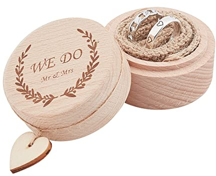 PH PandaHall Holz Ring Box Für Valentinstag, We Do Ringschatulle Doppelring Display Halter Mit Linie Gravierte Mini Ringkästchen Ehering Box Für Hochzeits Weihnachten Muttertag Neujahr Geschenke