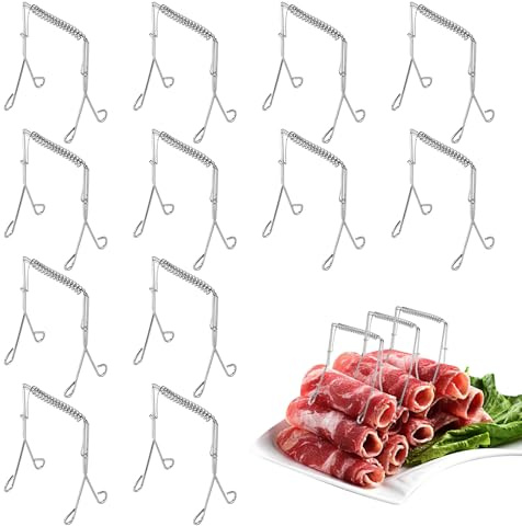 IETWATE 12 Stück Rouladenklammern aus Edelstahl, Wiederverwendbare Roladenklemmen, Rouladen Klammern als Perfekte Alternative zu Rouladennadeln, Kohlrouladen Klammern für Kochen Grillen