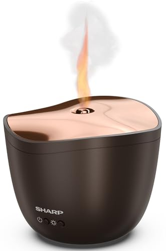 Sharp Aroma Ultraschall Diffuser Zerstäuber mit Kerzenlicht-Effekt für Duftöle & ätherische Öle zur Aromatherapie (schwarz/rosé-gold)
