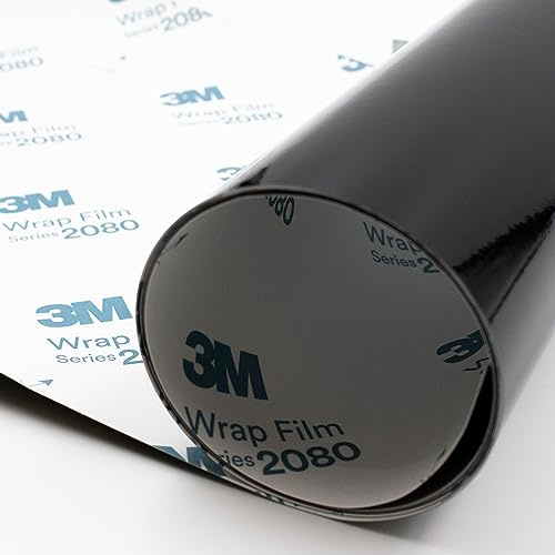 Finest Folia 3M 2080 G12 Glanz Schwarz Autofolie 30x152cm Vinyl Wrap | Wrappingfolie mit Rapid Air Luftkanälen für Chrom Delete Zierleisten Spiegel Car Wrapping Blasenfrei