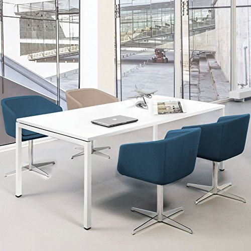 Weber Büroleben GmbH Profi Besprechungstisch 180x80cm NOVA U 4-6 Pers. Konferenztisch Meetingtisch, Gestellfarbe:Weiß