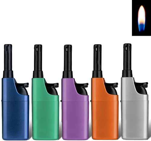 5X Stabfeuerzeug 10,5cm Candle Light Kerzenanzünder Softflamme Gas Feuerzeug BBQ Anzünder wiederbefüllbar (Metallic Colours)