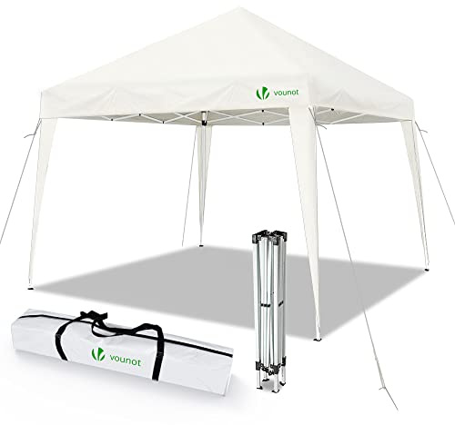 VOUNOT® Faltpavillon 3x3m, mit 4 Sandsäcke, Pop Up Pavillon Faltbar, UV-Schutz 50+, Cremeweiß