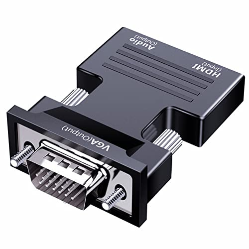 SZJUNXIAO HDMI auf VGA Adapter 1080P HDTV mit Audio Übertragung Konverter, Hdmi Buchse zu Vga Stecker Adapter mit 3,5mm Audioan schluss für PC, Laptop, Monitor, Beamer UVM