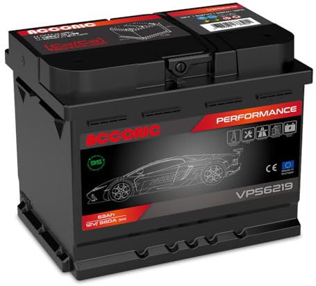 Acconic VP56219 Performance 63Ah Autobatterie ersetzt 60Ah 62Ah 63Ah 64Ah (242x175x190mm)