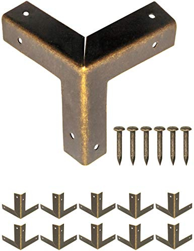 FUXXER Möbel-Ecken Metall Kantenschutz für Truhen Kisten Möbel 32x32 mm 10 Stück Bronze